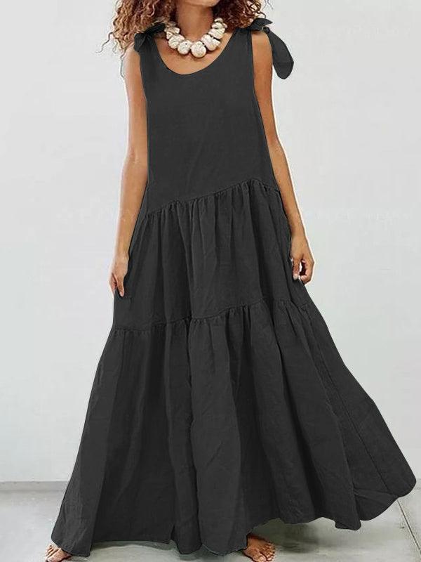 Linen Cotton Large Swing Sleeveless Loose Maxi Dress