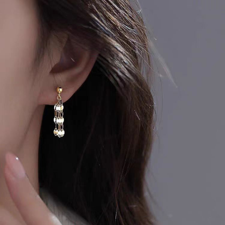 Gold Sterling Silver Overgild Tassel Drop Earrings