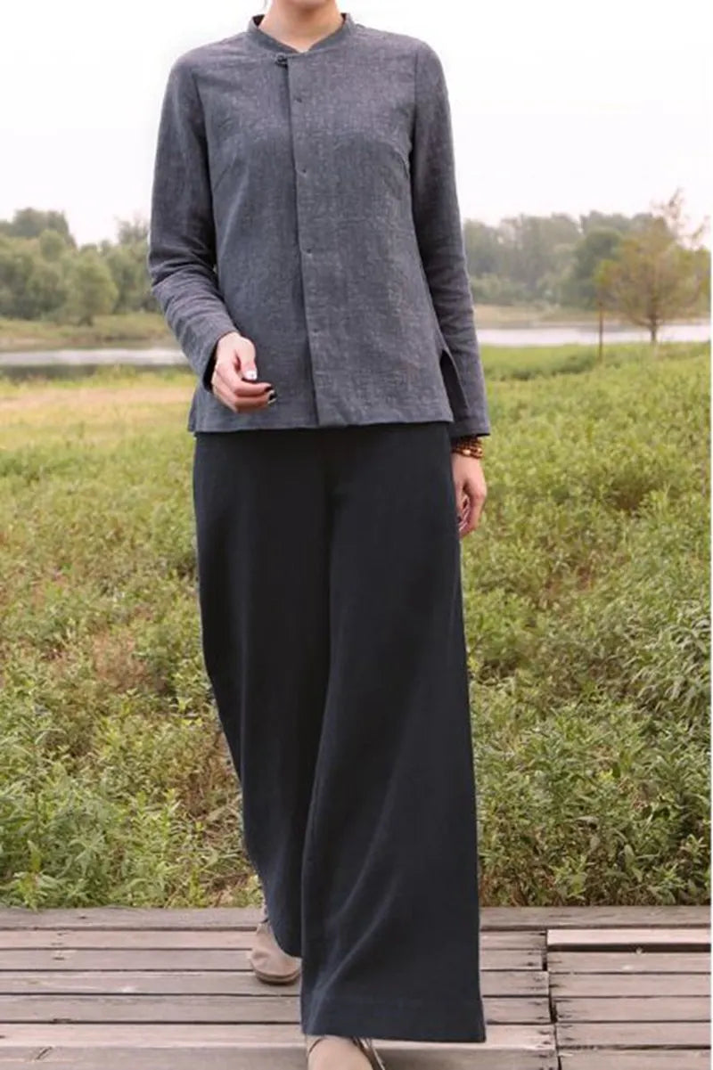 Loose Wide Leg Linen Long Pants