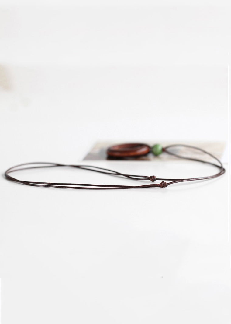 Brown Cicle Gem Stone Little Circle Pendant Necklace