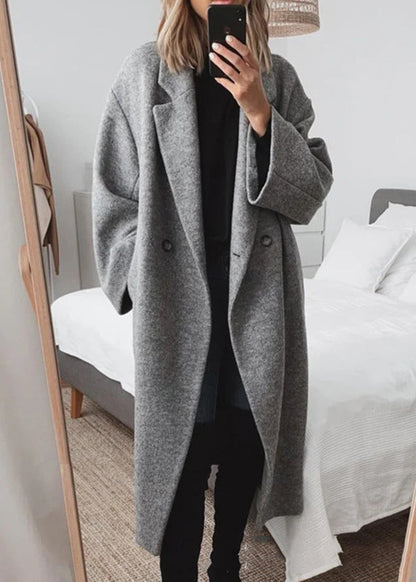 Blue Peter Pan Collar Pockets Woolen Coats Fall