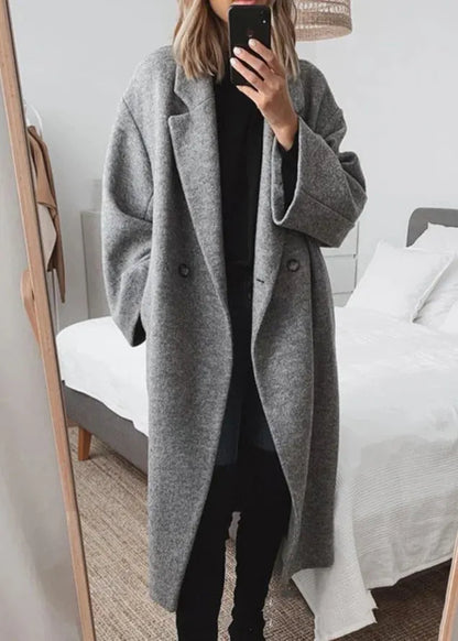 Blue Peter Pan Collar Pockets Woolen Coats Fall