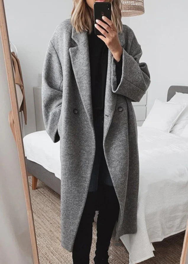 Blue Peter Pan Collar Pockets Woolen Coats Fall