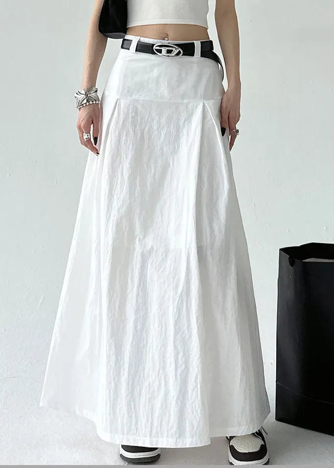 White High Waist Cotton Summer Skirt Zippered