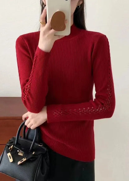Yellow Hollow Out Knit Sweater Fall