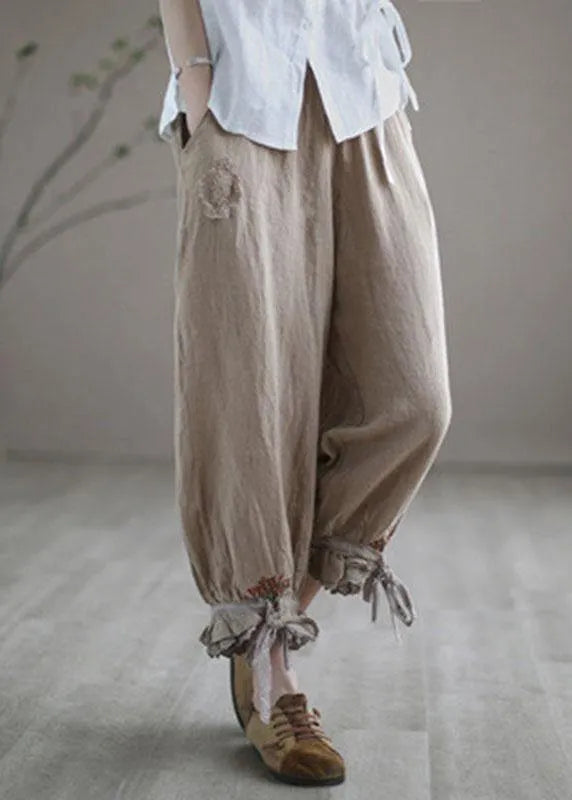 Diy Purple Embroidered Summer Harem Linen Pants