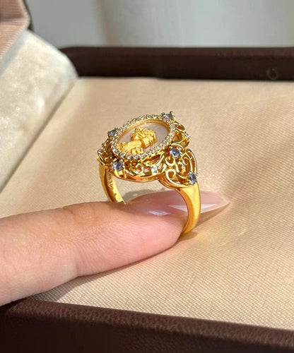 Art Gold Sterling Silver Overgild Zircon Rings