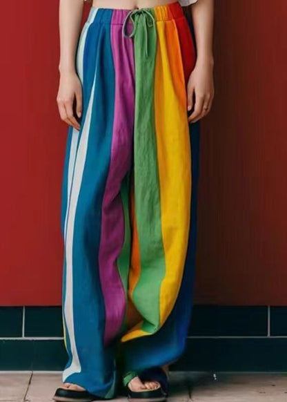 Diy Multicolour Oversized Linen Wide Leg Pants Spring