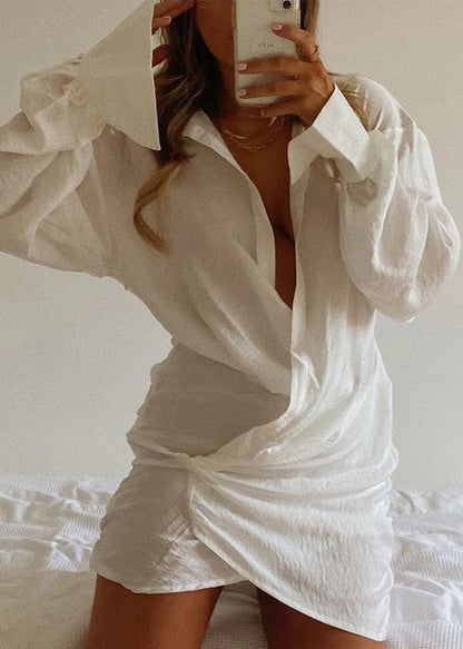 White Peter Pan Collar Cotton Mid Dress Fall