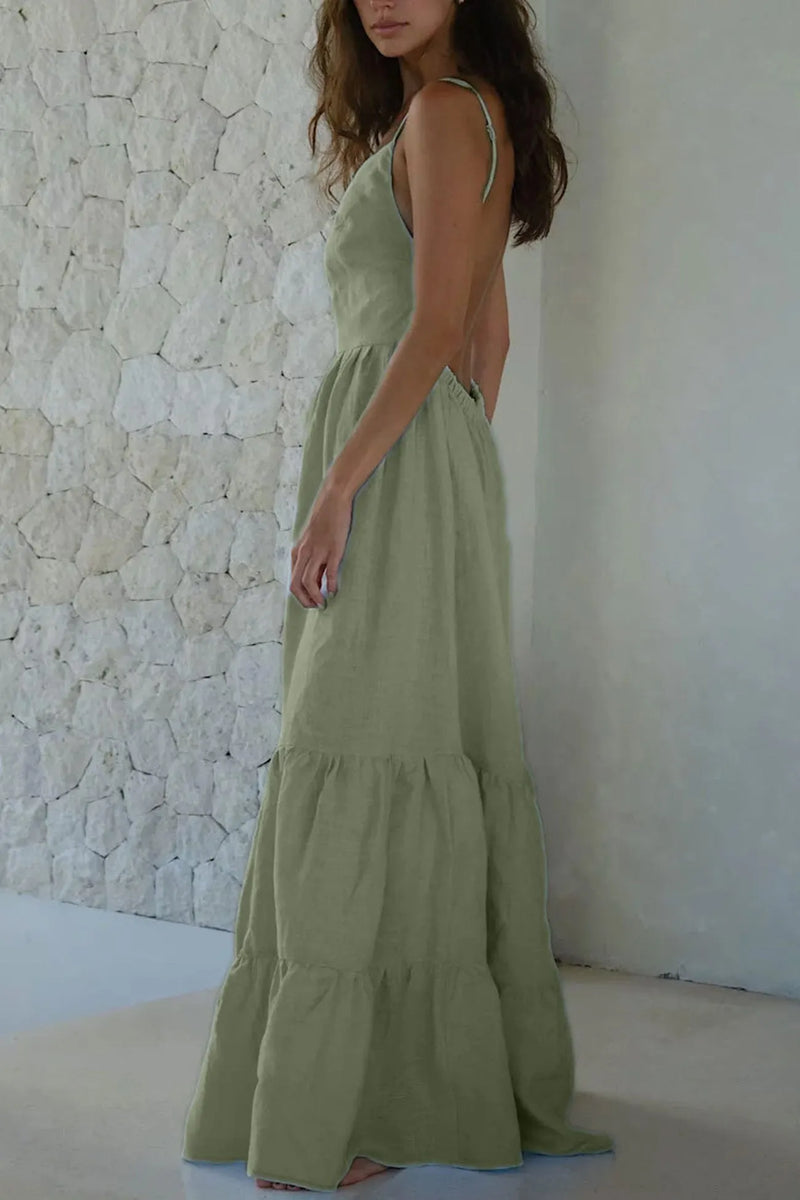 Tie-back Tiered Cotton Cami Dress