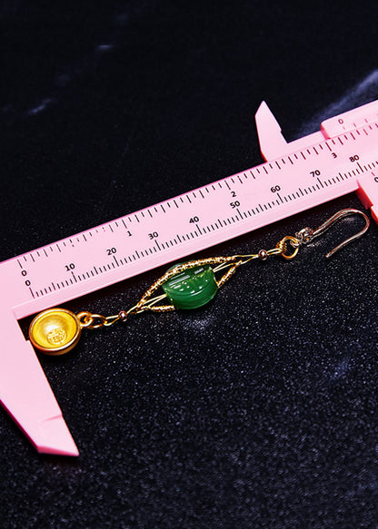 Blessed Bowl Gilding Fine Jade Drop Earrings
