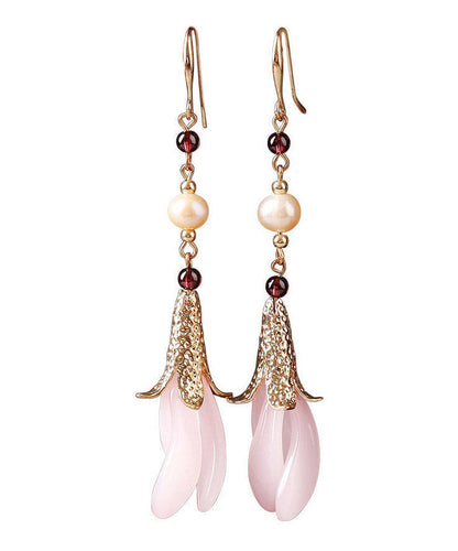 Pink Sterling Silver Peatl Coloured Glazes Drop Earrings