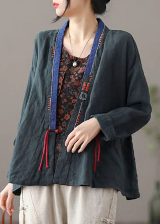 Mulberry Embroidered Patchwork Loose Coat Spring