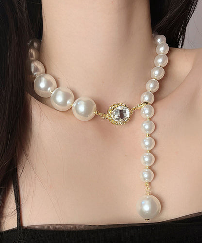 White Copper Overgild Pearl Pendant Necklace