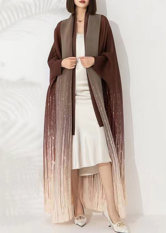 Gradient Coffee Loose Cardigans Batwing Sleeve