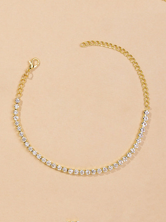 Simple Shiny Rhinestone Footchain