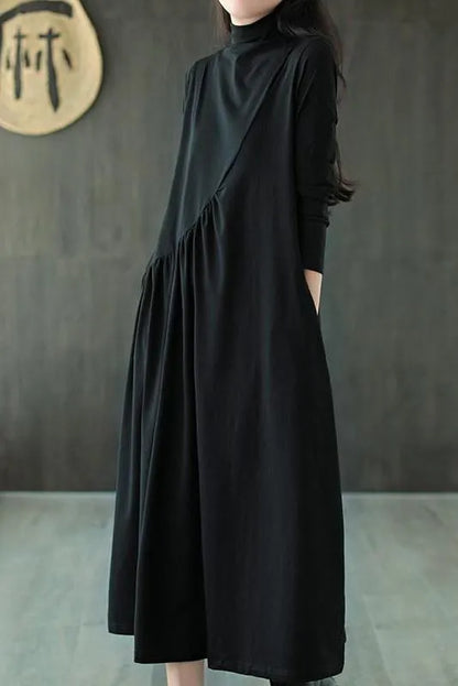 Limited Stock- Draped High Neckline Dress