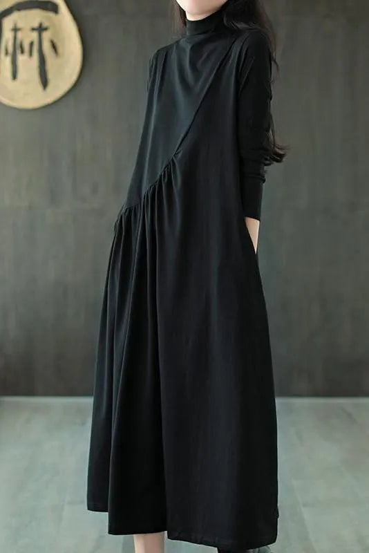 Limited Stock- Draped High Neckline Dress
