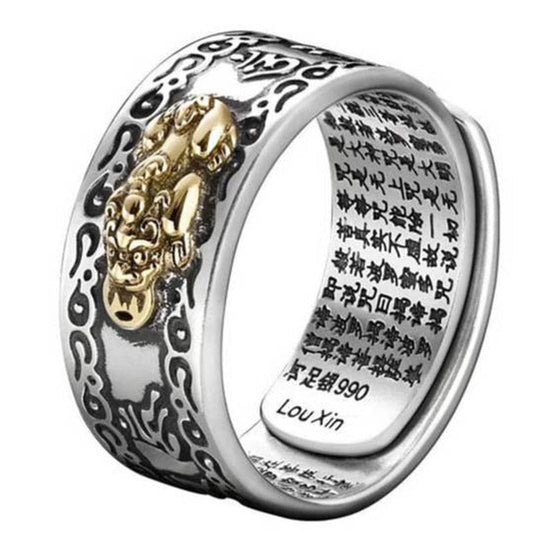 Buddha Stones Lucky Fengshui Pixiu Wealth Ring