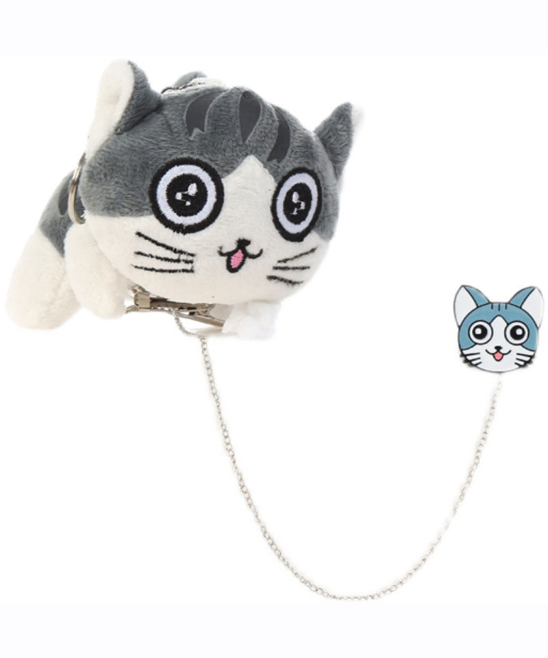 Light Grey Alloy Chain Smiling Face Little Cats Brooches