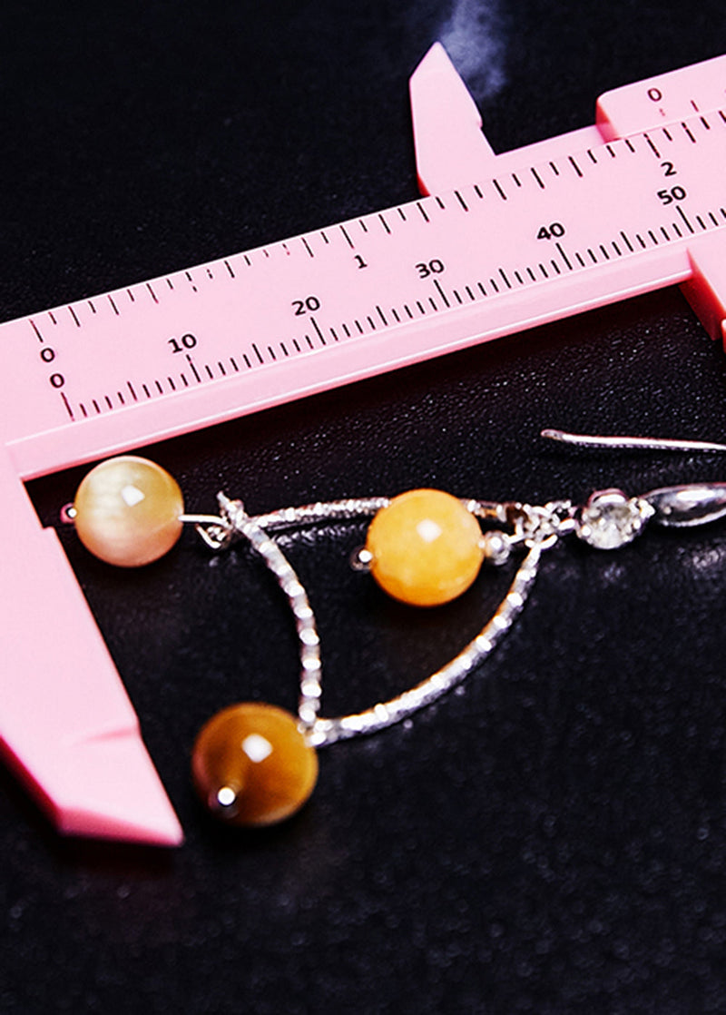 Light Yellow Gem Stone Original Design Drop Earrings