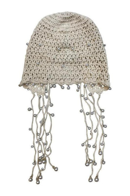 Tassel Pearl Cotton Handmade Knitted Hat