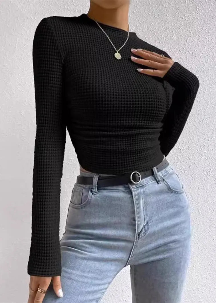 Versatile Apricot O-neck Slim Fit Cotton T Shirt Spring