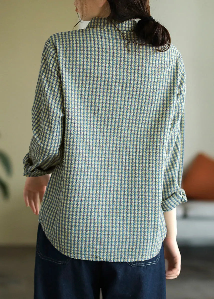 Blue Peter Pan Collar Cotton Top Spring