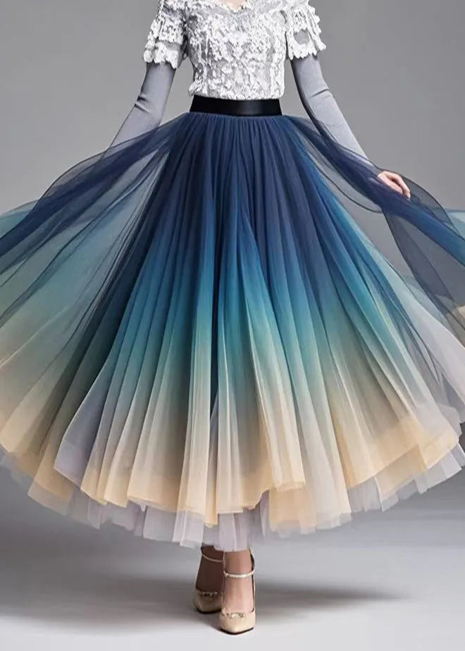 Gradient Color Exra Large Hem Tulle Skirt Fall