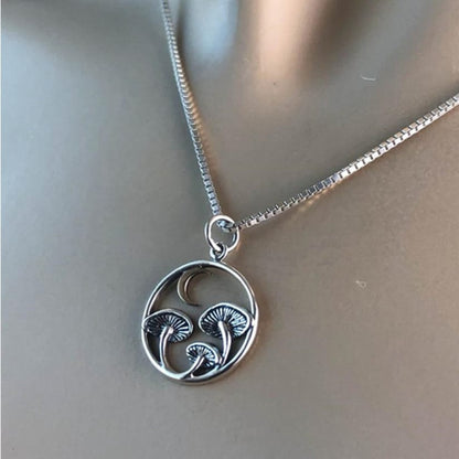 Mystic Crescent Mushroom Necklace