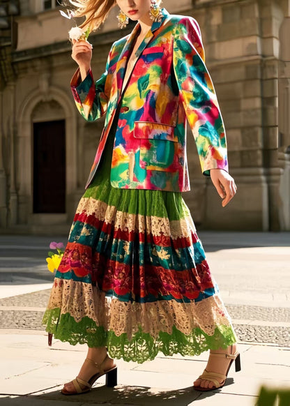 Polychrome Hollow Out Exra Large Hem Lace Skirt Spring