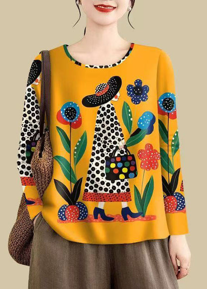 Novelty Oversized Print Cotton Shirts Fall