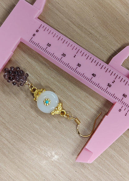 Grapes Fine White Jade Drop Earrings