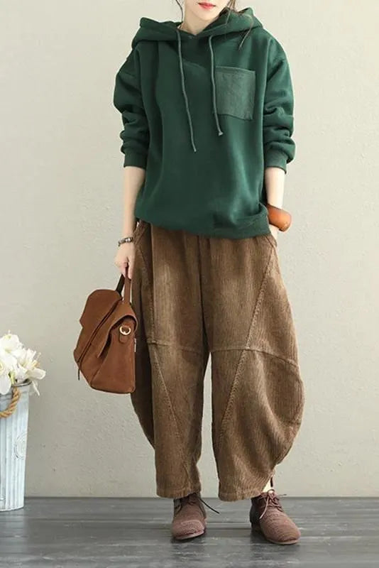 Loose Hoodie Brushed Cotton Fleece Warm Tops