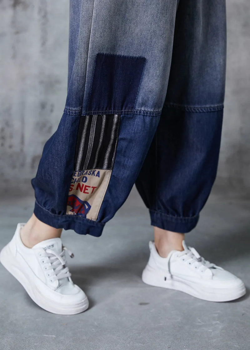 Gradient Color Oversized Patchwork Denim Pants Summer