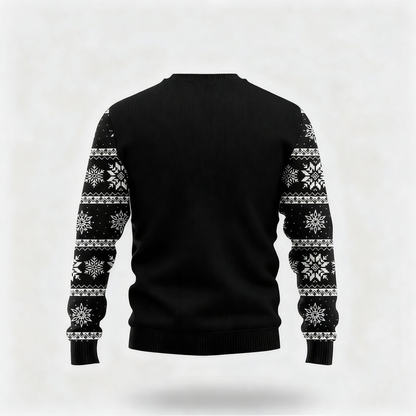 Colorful Santa Claus Cartoon Print - Black Holiday Icon Sweater