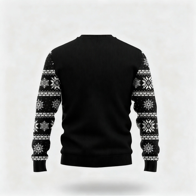 Colorful Santa Claus Cartoon Print - Black Holiday Icon Sweater