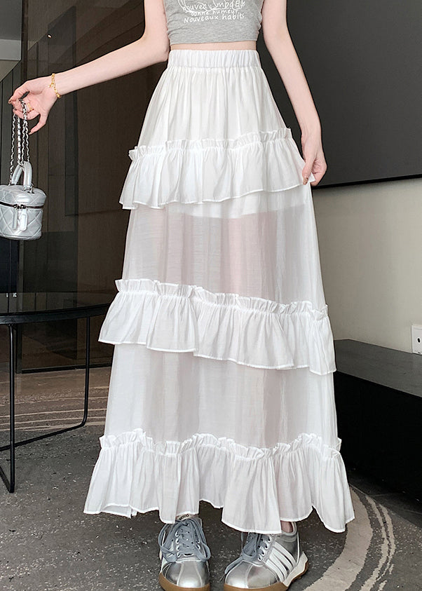 White Side Open Cotton Summer Skirts