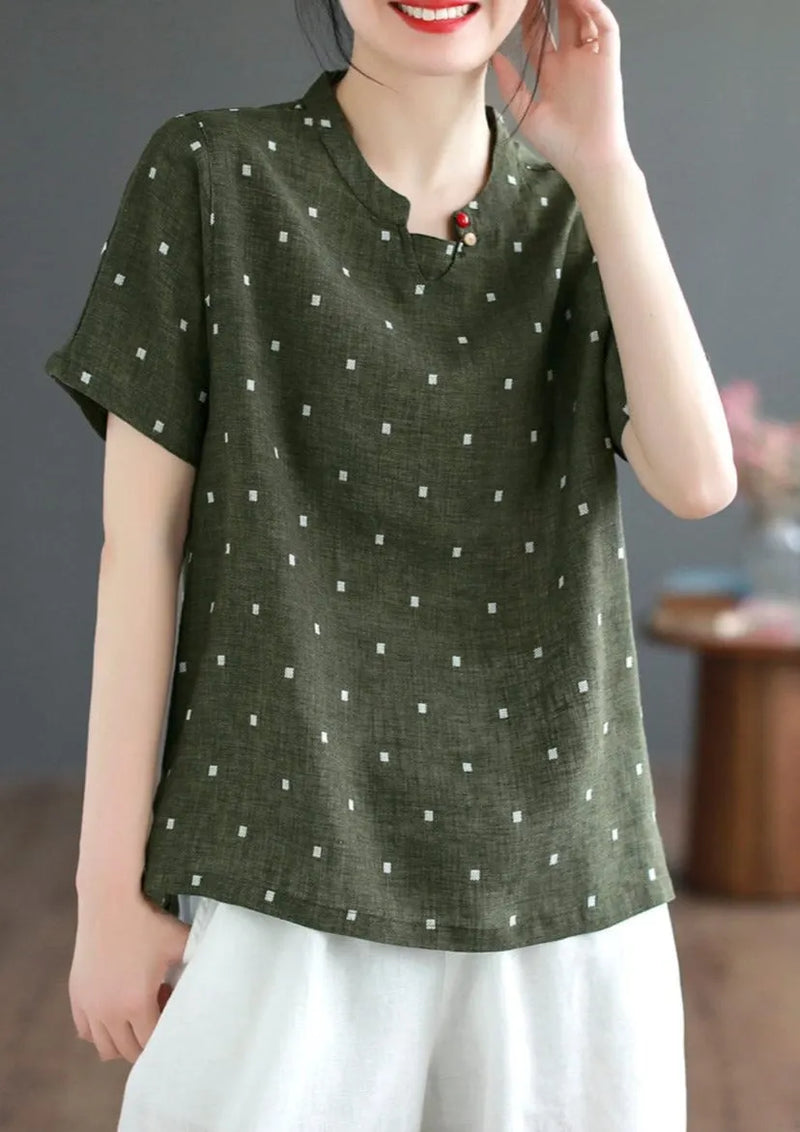Retro Linen Embroidery Summer Tops