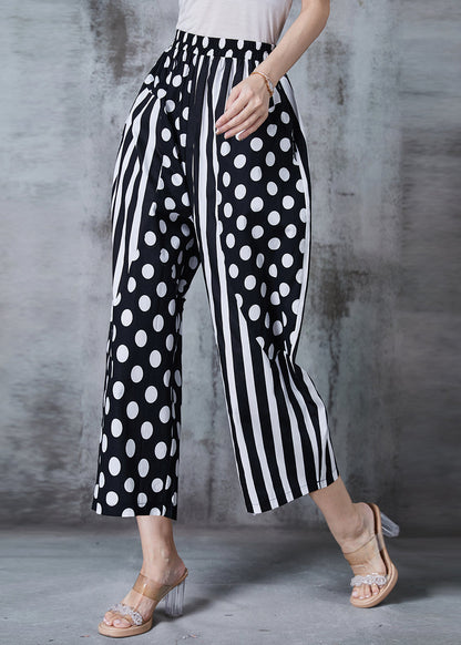 Black Asymmetrical Patchwork Cotton Harem Pants Summer