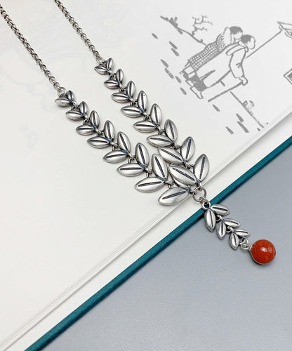 Ear of Wheat Patchwork Silver Pendant Necklace