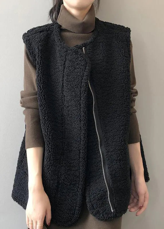 Boutique Coffee Wear on Both Sides Faux Fur Vest Winter
