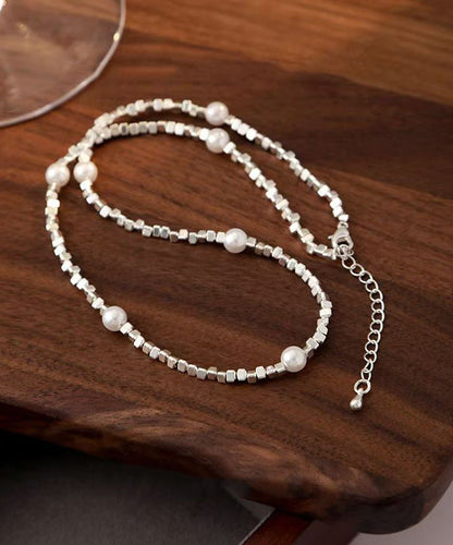 Diy Silk Sterling Silver Broken Silver Pearl Necklace