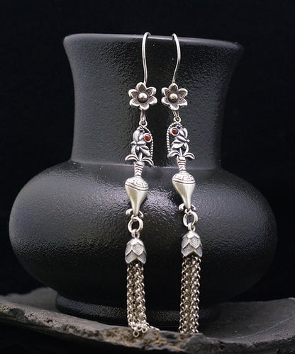 Silk Sterling Silver Tassel Wheat Ear Drop Earrings