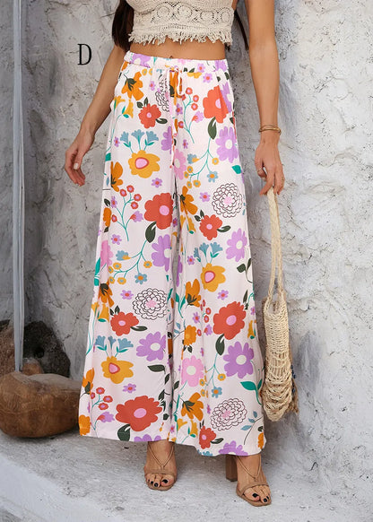 Cotton Print Pockets Pants Summer