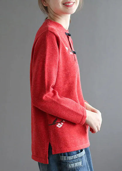 Yellow Stand Collar Low High Design Embroidered Knit Sweater Spring
