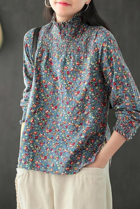 Autumn Elastic High Neckline T-shirt