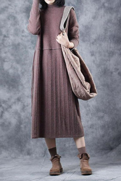Loose High Neck Base Sweater Dresses for