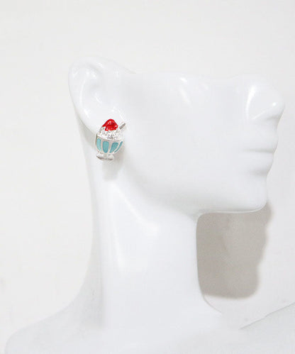 Multicolour Asymmetrical Design Ice Cream and Sundae Metal Silver Stud Earrings