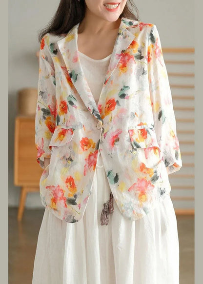 Print Pockets Summer Ramie Coat